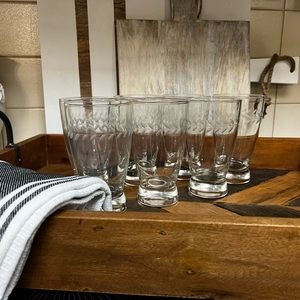 Vintage Anchor Hocking etched laurel leaf glasses